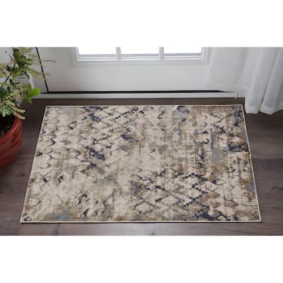 HomeRoots Geometric Bohemian Rectangle Area Rug - 34 in. x 20 in. x 0.39 in.
