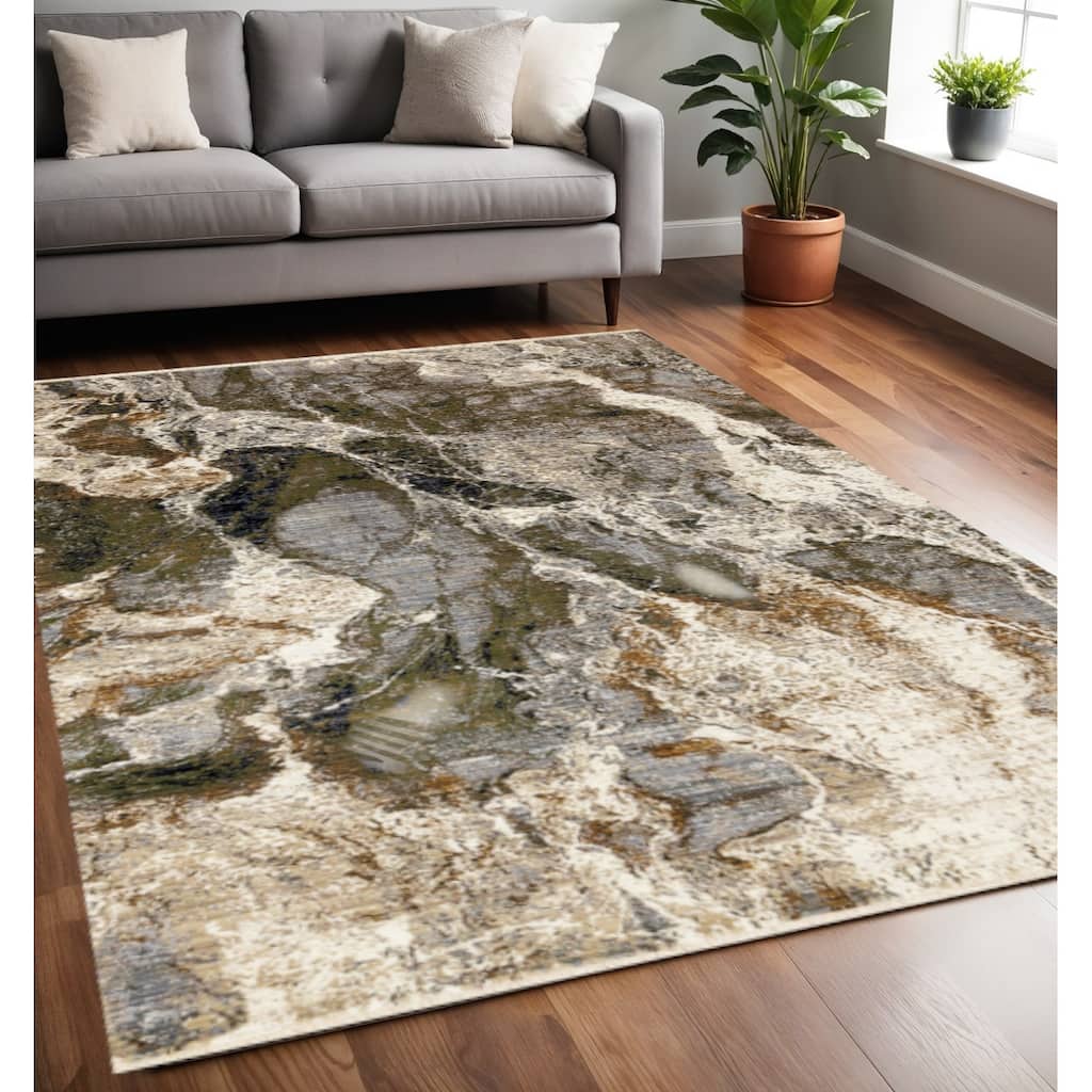 HomeRoots Abstract Modern Rectangle Area Rug - 5' X 8'