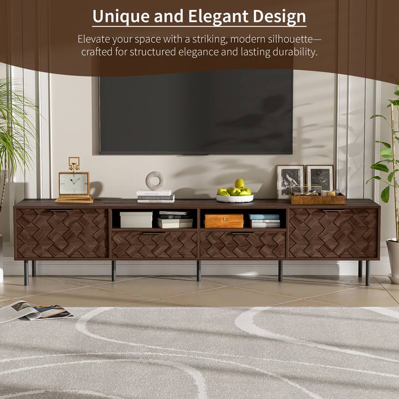 Entertainment Center with Closed Storage Cable Management - 78 inch