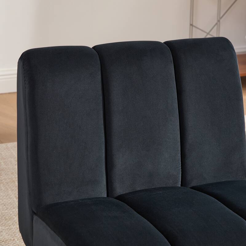 24.4" Wide Modern Upholstered Armless Chair With Black Metal Legs,Accent Chair