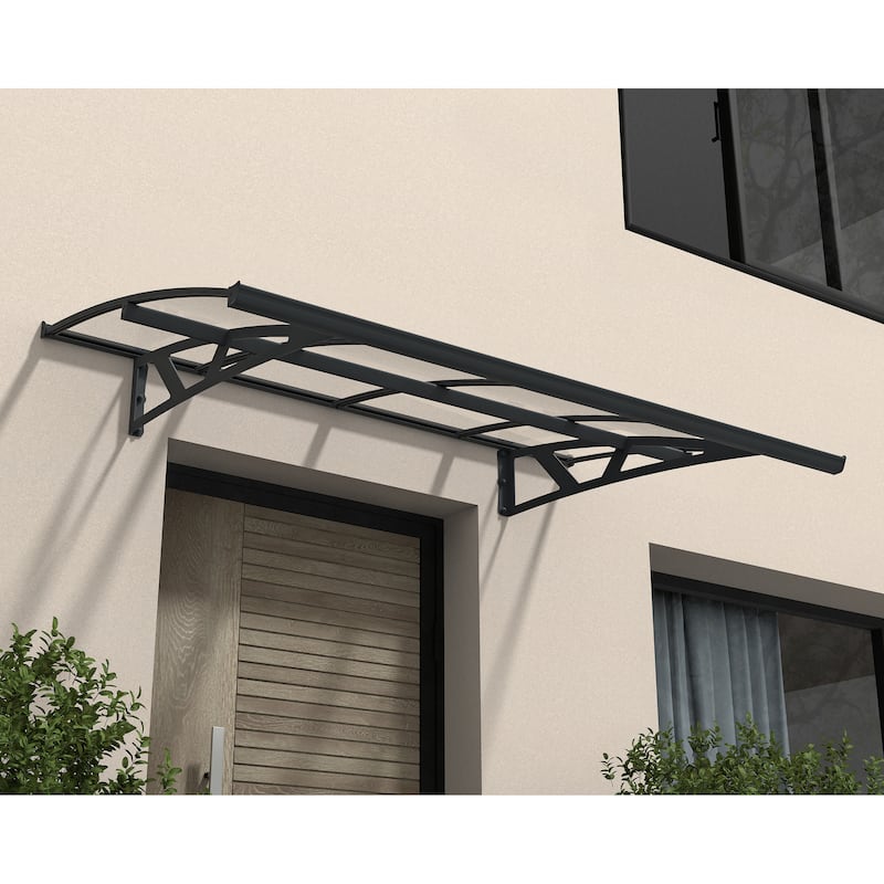 Amsterdam 5 ft. Gray/Clear Door and Window Fixed Awning - 5ft. x 7ft.