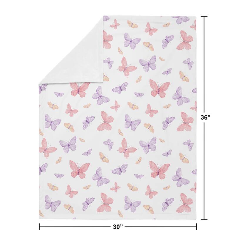 Sweet Jojo Designs Pink and Purple Shabby Chic Butterfly Girl Baby Receiving Security Swaddle Blanket Colorful Butterflies Lilac