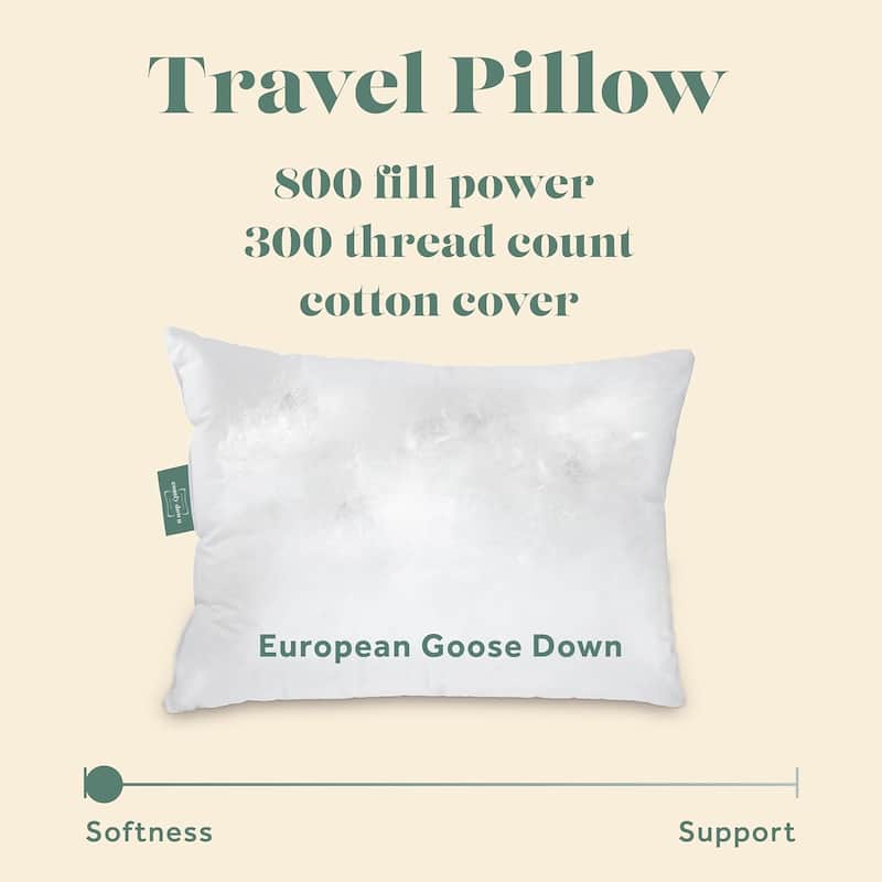 ComfyDown Travel Pillow - Filled with 800-FP Goose Down, 300-TC Cover
