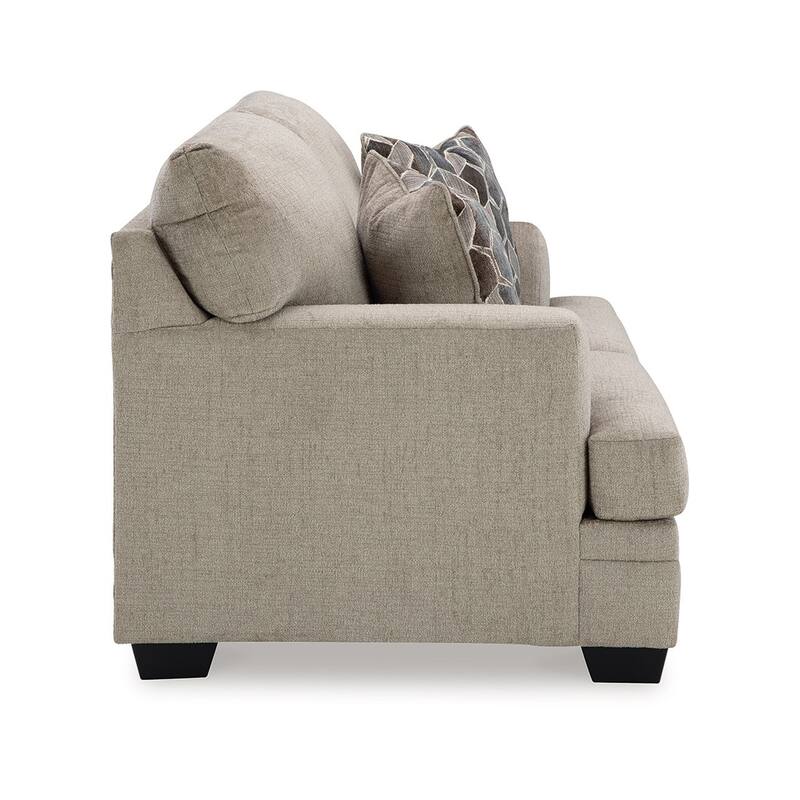 Ead Loveseat, 2 Accent Pillows, Taupe Brown Polyester, Sag Resistant