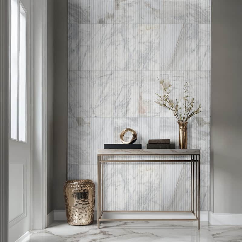 Ackland AKM-M-FL24X12FTLH-CA Flutelle - 12" x 24" Marble Linear Wall