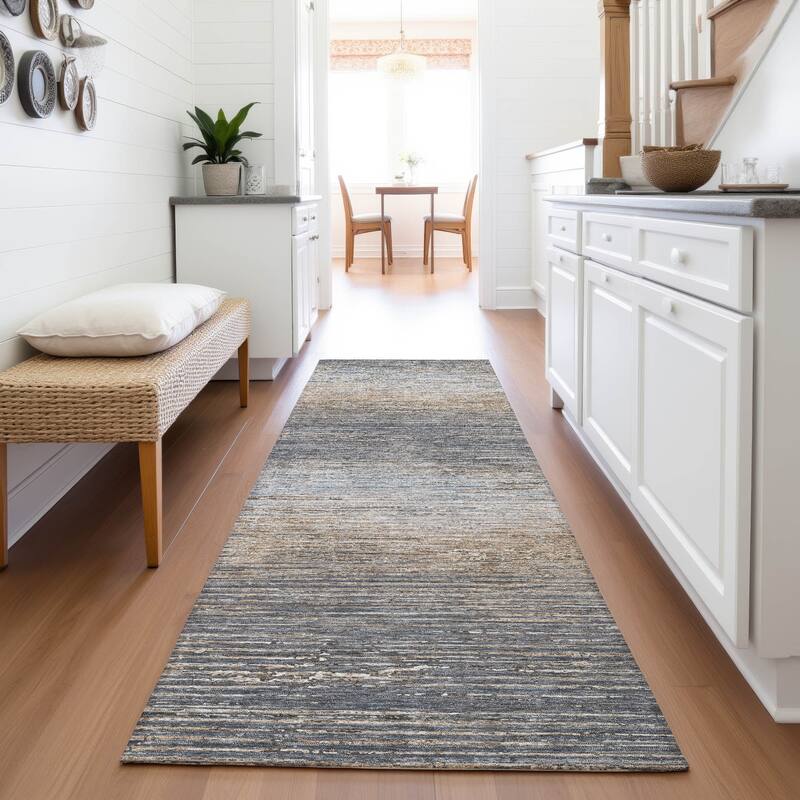 Premium Washable Super Soft Ombre Stripes Mayfield Rug - Pewter - 2'3" x 7'6"