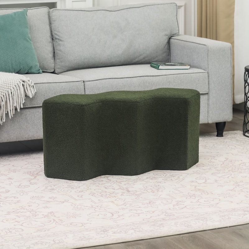 Adeco 35" Long Ottoman Bench Velvet Polygon Foot Stool