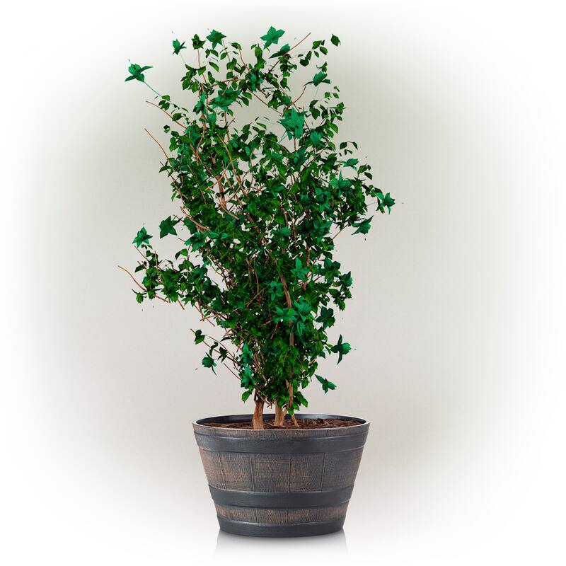 Alpine Corporation 11" Tall Indoor/Outdoor Barrel Shaped Planter - 18 x 11