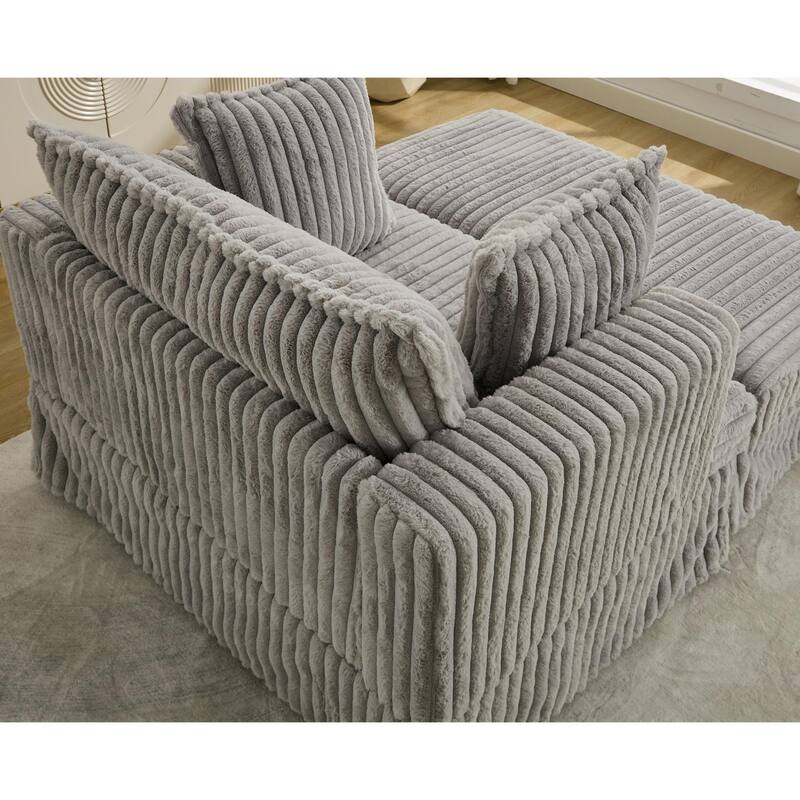 47.7'' Corduroy Deep Seat Upholstered Daybed with Movable Ottoman