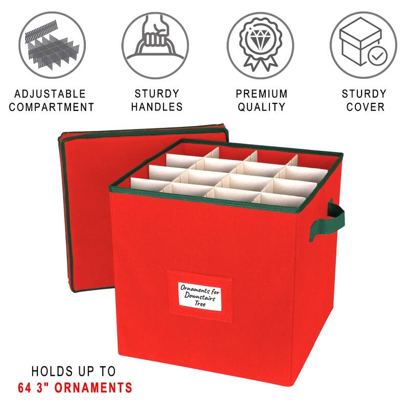 Christmas Ornament Storage Container – Heavy Duty 600D Canvas