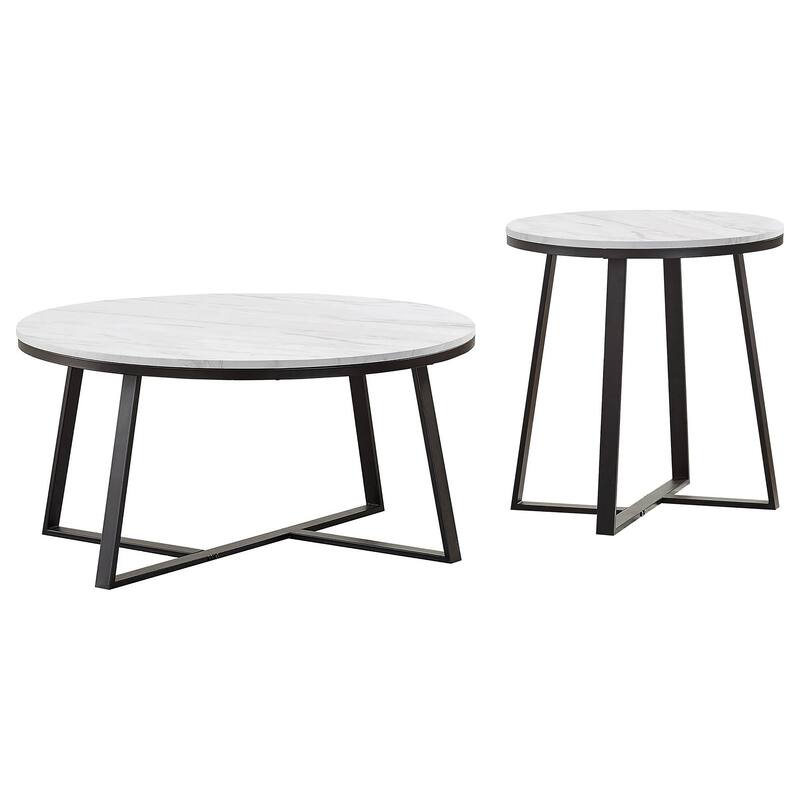 Hugo Coffee And End Table Set White Faux Marble