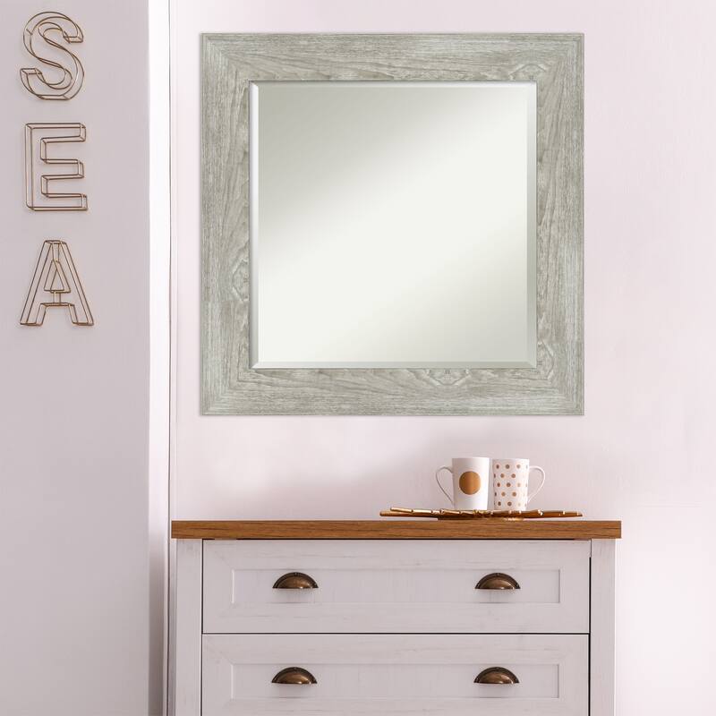Beveled Wall Mirror - Dove Greywash Frame - Dove Greywash