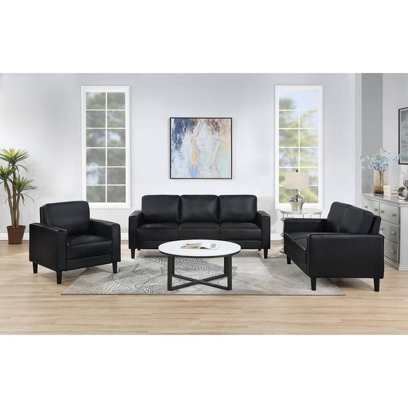 Farallone 3-piece Track Arm Sofa Set - Black