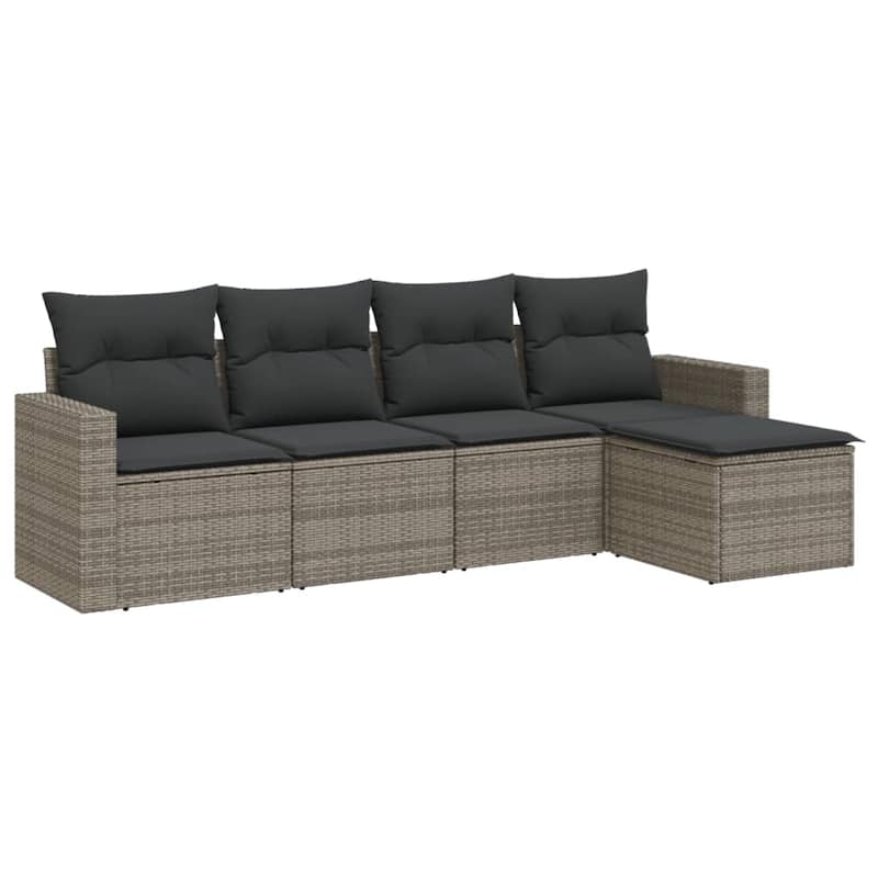 vidaXL Garden Sofa Set Grey PE rattan 25.8x24.4x27.2 in Modular - 24.4 x 25.8 x 27.2