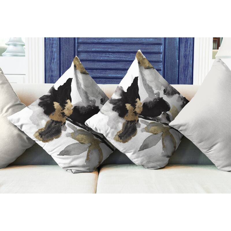 Laural Home Black and Gold Petals Indoor Decorative Pillow