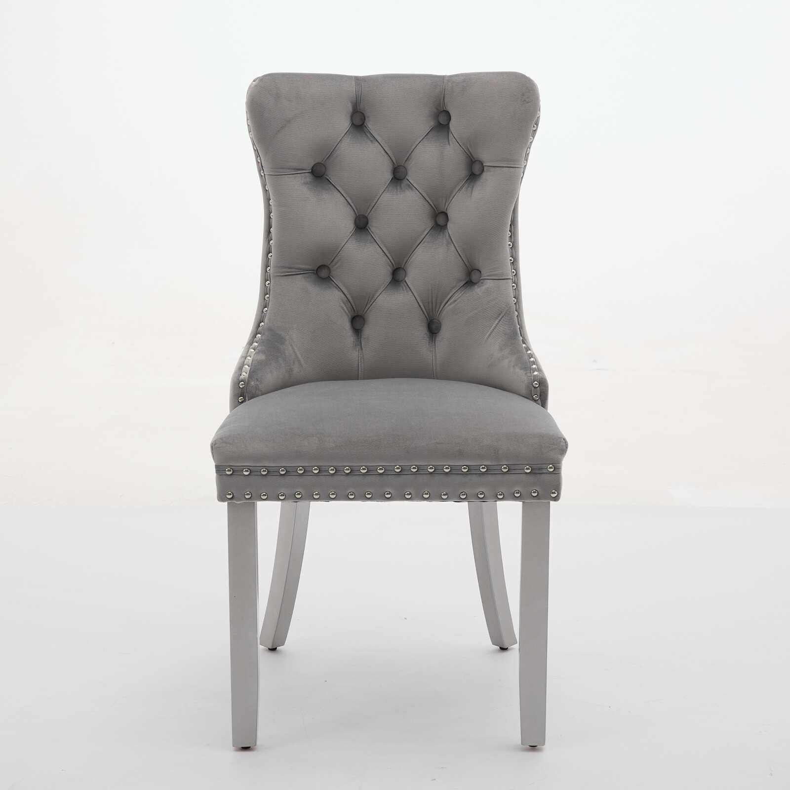 Nikki Collection Modern Tufted Velvet Upholstered Dining Chair With Wood Legs And Nailhead Trim, Set Of 2