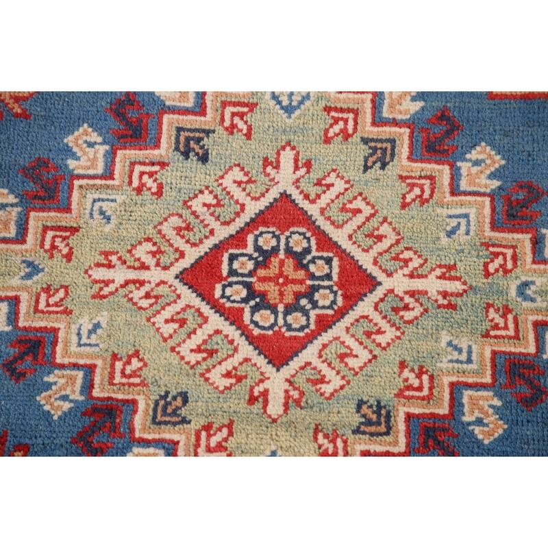 Vegetable Dye Blue Kazak Oriental Large Area Rug Handmade Wool Carpet - 12'8" x 16'5"