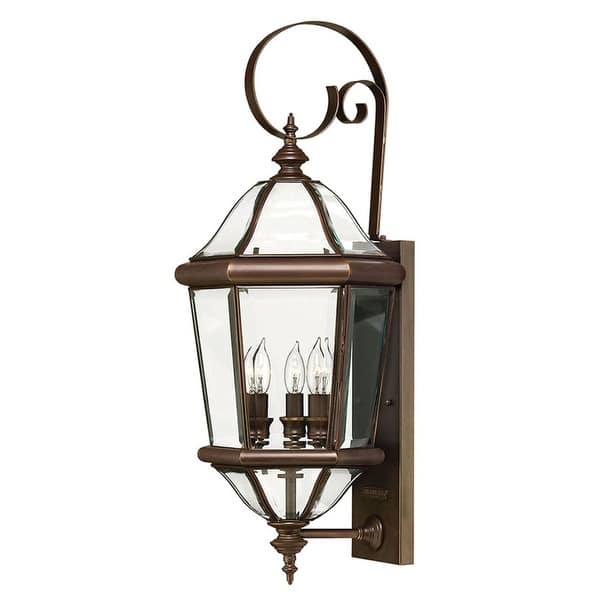 slide 1 of 1, Hinkley Lighting 27" Height 3 Light Lantern Outdoor Wall Sconce from Copper Bronze