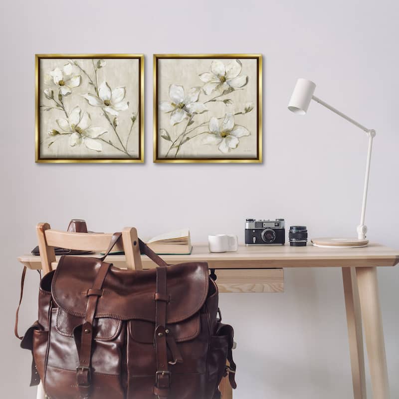 Stupell Outstretched Dogwood Branches Framed Floater Canvas Wall Art Design By Sally Swatland (Set of 2)