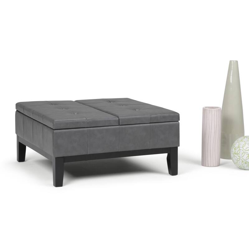 WYNDENHALL Lancaster 36-in. Wide Contemporary Square Table Ottoman - Stone Grey