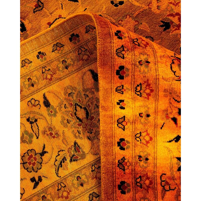 Overton Hand Knotted Wool Vintage Inspired Modern Contemporary Overdyed Orange Area Rug - 8' 1" x 9' 10"
