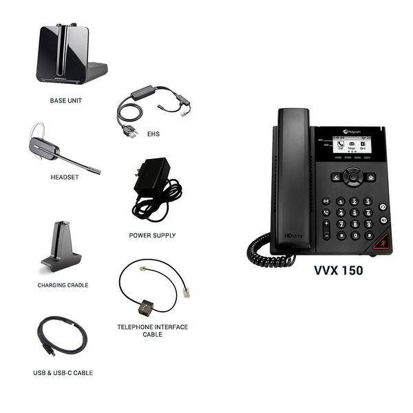Shop Polycom Vvx 150 Sip Voice Over Ip Phone With Savi W8220 Wireless Headset Overstock 29330112