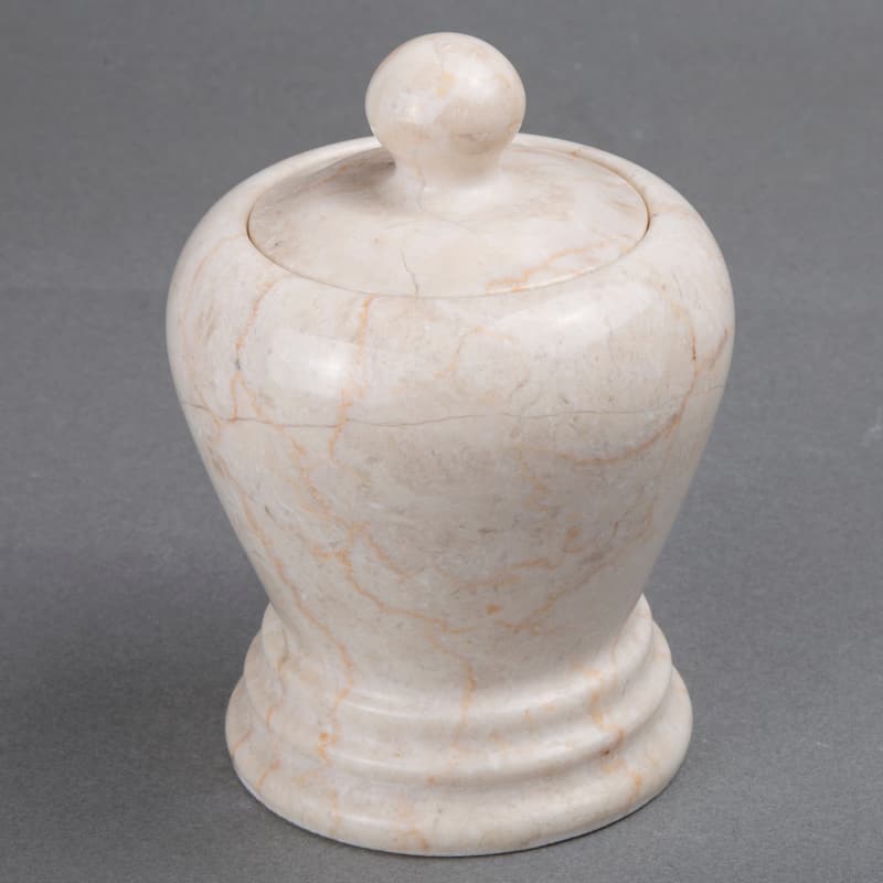 Creative Home Aladdin Collection Champagne Marble Cotton Ball Swab Holder, Bathroom Storage Jar - Beige