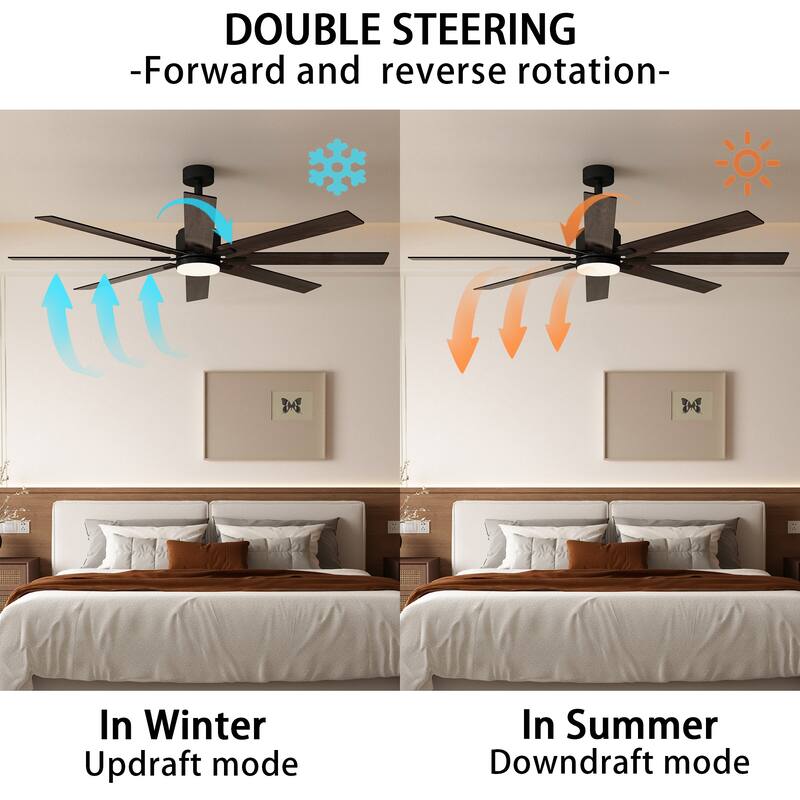 72-Inch Ceiling Fan with Wooden Blades and Timer Function, LED Lights