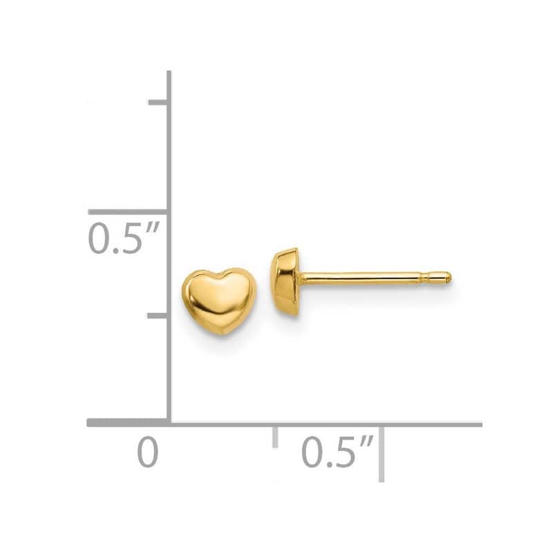 Curata 14k Yellow Gold 4mm Small Polished Love Heart Post Earrings
