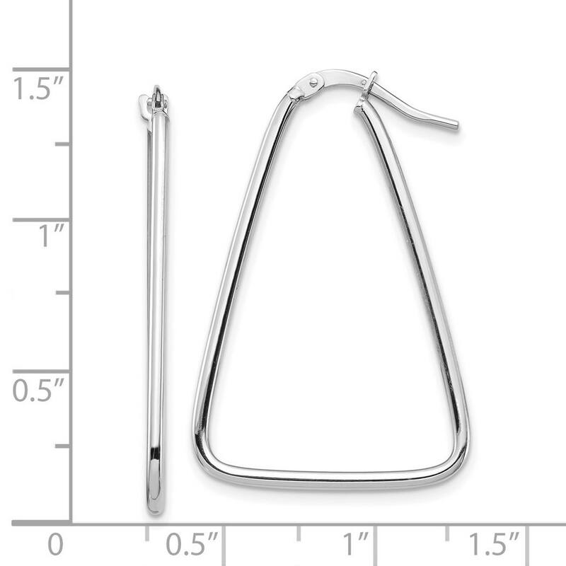 Curata 14k White Gold Polished Triangle Dangle Hoop Earrings - 35.8x23.7mm Wide 1.5mm Thick