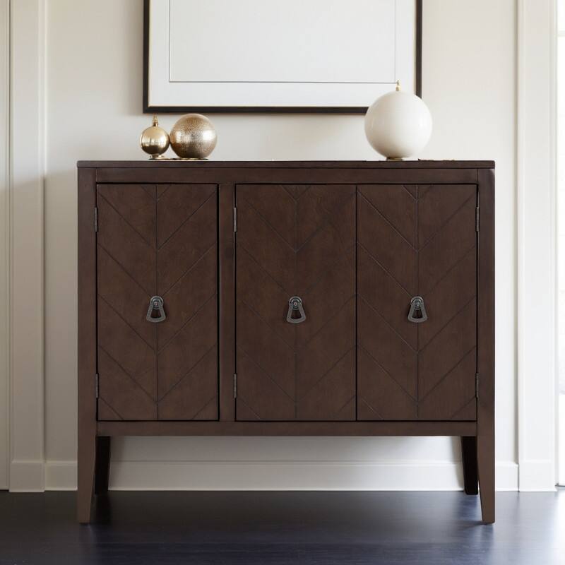 Adjustable Shelf Storage Sideboard with 3 Retro Metal Handles and 4 Pinewood Legs, for Entryway
