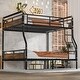 preview thumbnail 13 of 37, Metal Bunk Bed Retro Black Bed Frame with Ladder and Guardrail, Industrial Detachable Bunkbeds Convertible 2 Platform Beds Black Full XL Over Queen - Full