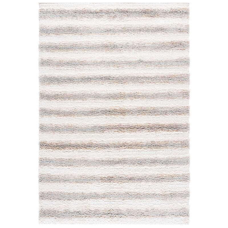 SAFAVIEH Gemma Shag Edmonda Plush Thick Rug - Ivory/Beige Grey - 5'3" x 7'6"