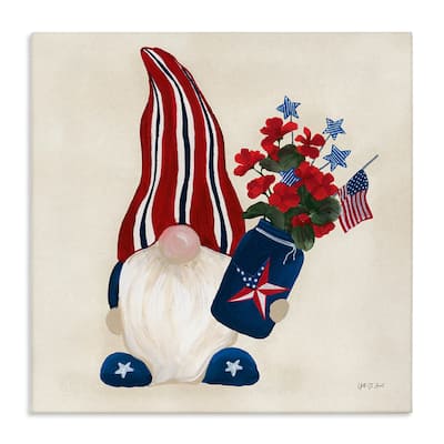 Stupell Patriotic Gnome & Flowers Canvas Wall Art Design By Yvette St. Amant