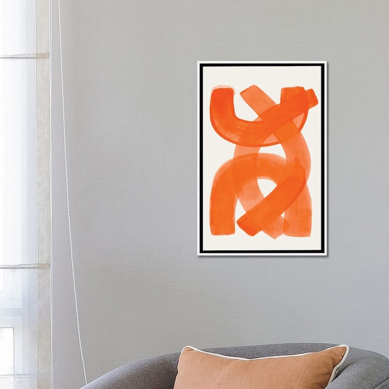 iCanvas "Orange Brush Strokes" by EnShape Framed Canvas Print