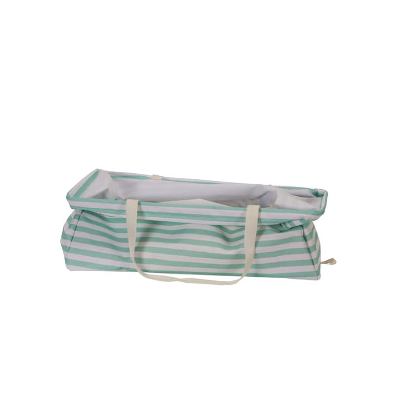 Household Essentials Krush Tote, Teal Striped Pattern - 11.0"L x 22.0"W x 13.0"H