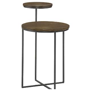 Round Accent Table Natural and Gunmetal