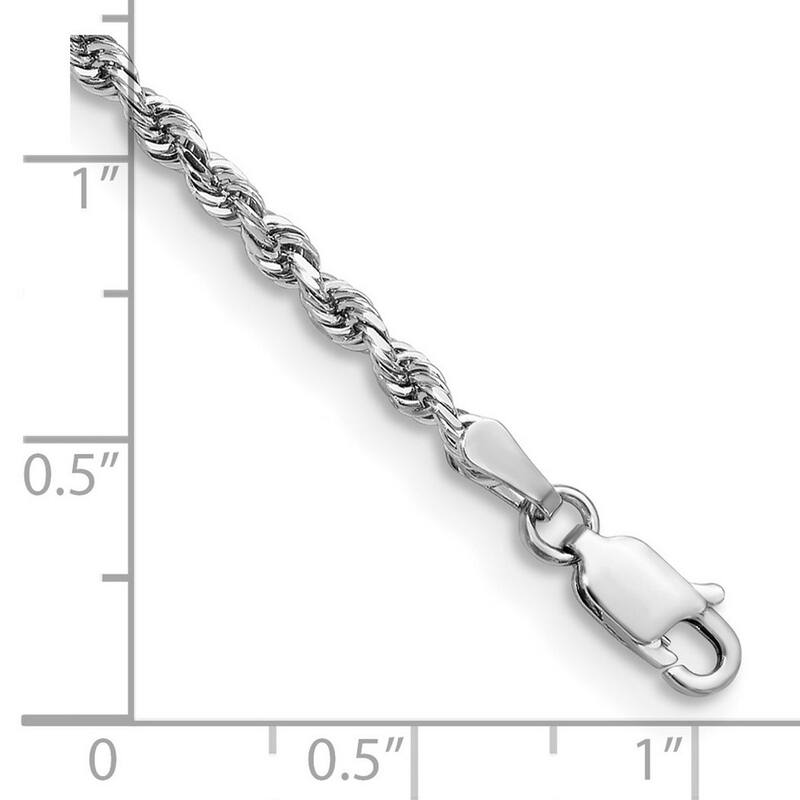 Curata 14k White Gold 2.75mm Sparkle Cut Quadruple Rope Chain Bracelet