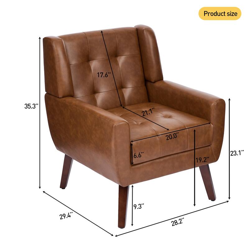 Modern Tufted Wingback Accent Chair Linen/Faux Leather/Velvet Armchair