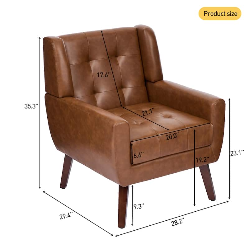 Tufted Wingback Accent Chairs Linen/Faux Leather/Velvet Armchairs Set of 2