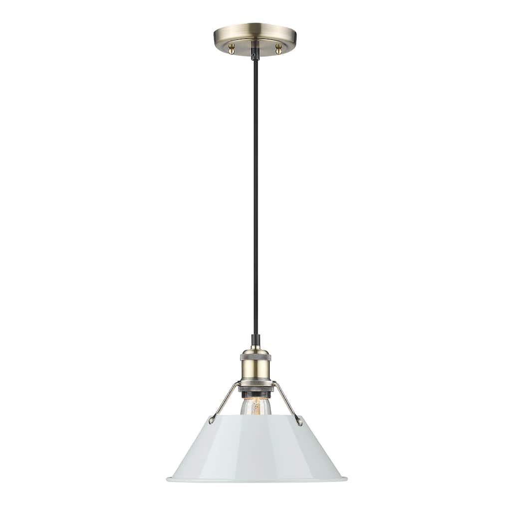Orwell 10" Wide Medium Pendant in Aged Brass with Dusky Blue - Gold
