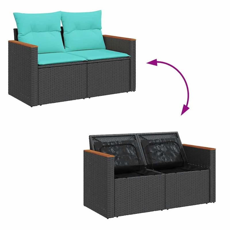 vidaXL Patio Sofa Set with Cushions Outdoor Furniture 7 Piece Poly Rattan