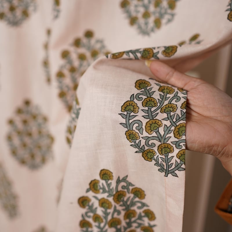 Fabdivine Block Print Curtain or Drape Decorative Home Accent Bed or Living Room