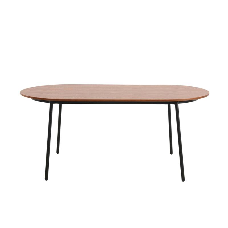 7-Piece Dining Set in Black Steel with 6 Chairs and Table Tule Collection by LeisureMod