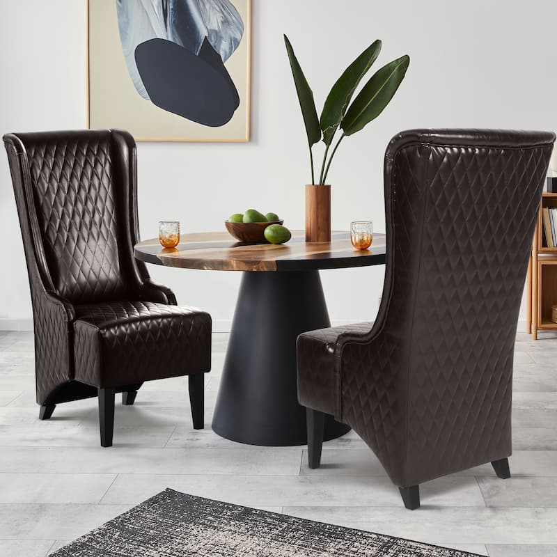 23" Wide Faux Leather High-Back Accent Chair Living Room Chair with Soft Padded Seat, Wooden Legs, Stylish Wingback Chair