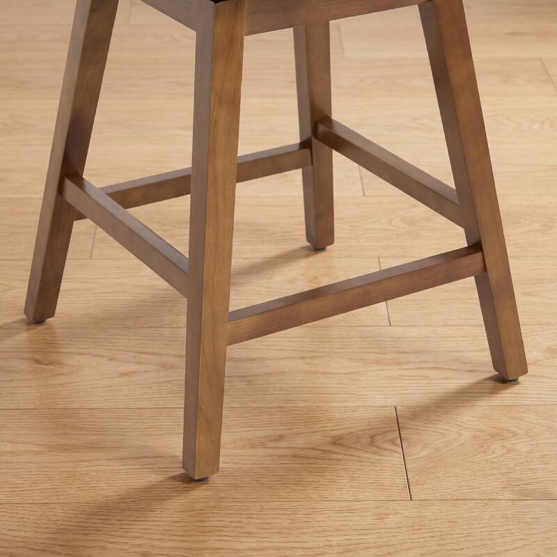 Upholstered Swivel Counter Height Bar Stools with Cutout Back and Solid Wood Frame - 38.2"H x 22.1"W x 23.6"D