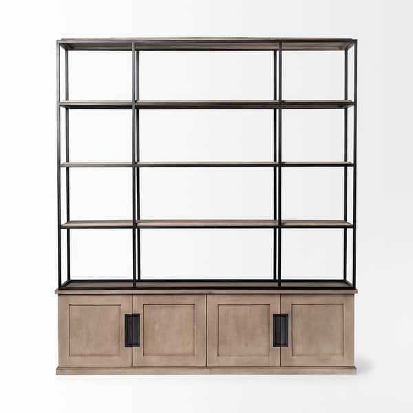 Light Brown Wood And Iron Shelving Unit With 3 Shelves Light Brown Wood And Iron Shelving Unit With 3 Shelves