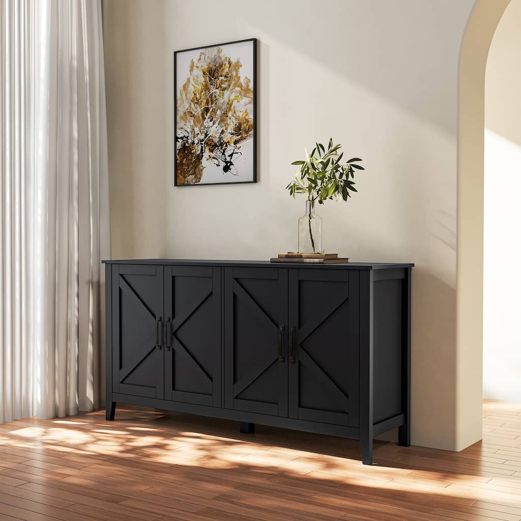 Cabinet with 4 Doors and 4 open shelgves,Freestanding Sideboard Storage Cabinet