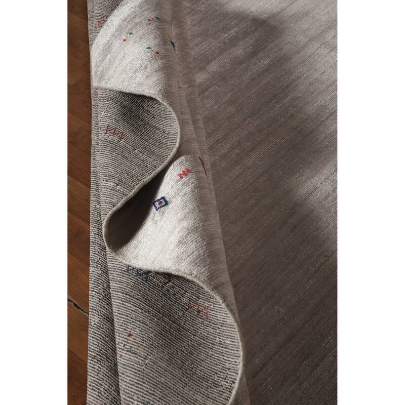 Hand Knotted Oriental 100% Wool Carpet Tribal Tribal Greys & Charcoal Gabbeh Area Rug - 9' 11'' X 7' 9''