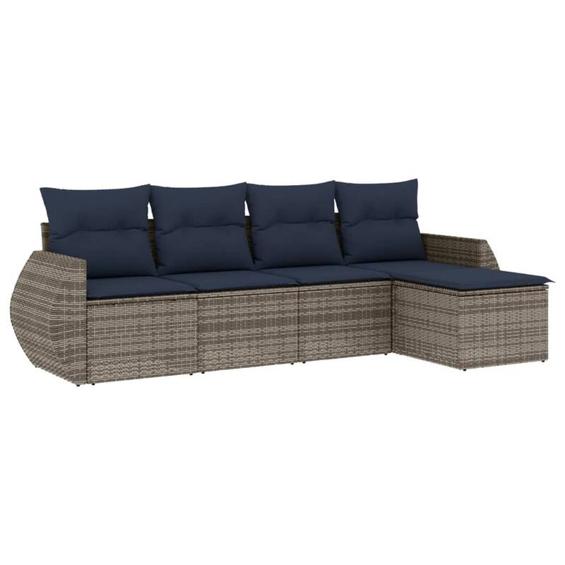 vidaXL Patio Sofa Set with Cushions Outdoor Conversation Furniture Poly Rattan - 21.7 x 24.4 x 27.2